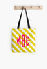 Blue White Stripe Monogram Tote Bag